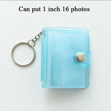 Load image into Gallery viewer, 2 Inch Photo Album PVC Sequins Transparent Sticker &amp; Name Card Holder 16 Pockets Photo Holder Business Card Bag Mini Photo Holds Photos with Key Chain Album Gifts
