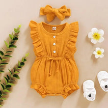 Load image into Gallery viewer, 2Pc Summer Newborn Baby Girls Romper Headband Ruffles Sleeveless Clothes - Ruffle Romper Baby girl clothes
