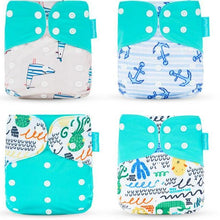 Load image into Gallery viewer, 4pcs/set Washable Eco-Friendly Cloth Diaper Cover Adjustable Nappy Cloth Diapers Cloth Nappy For Baby Boys and Grils Baby
