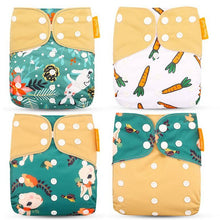 Load image into Gallery viewer, 4pcs/set Washable Eco-Friendly Cloth Diaper Cover Adjustable Nappy Cloth Diapers Cloth Nappy For Baby Boys and Grils Baby

