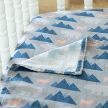 Load image into Gallery viewer, Organic Bamboo Cotton Muslin Crib Sheet in Rustic Retreat
