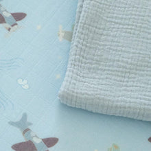 Load image into Gallery viewer, Organic Bamboo Cotton Muslin Crib Sheet in Dreamy Planes
