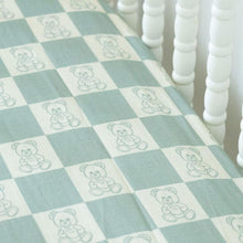 Load image into Gallery viewer, Organic Bamboo Cotton Muslin Crib Sheet in Checkered Bears

