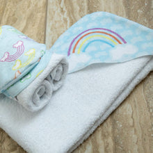 Load image into Gallery viewer, Rainbow Hooded Baby Towel
