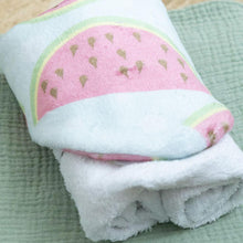 Load image into Gallery viewer, Watermelons &amp; Dots Hooded Baby Towel
