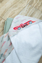 Load image into Gallery viewer, Zoomies Race Car Hooded Baby Towel
