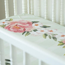 Load image into Gallery viewer, Jersey Knit Polyester Bedding Set in Pinstripes and Peonies
