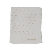 Vanilla White Pointelle Knit Blanket