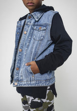 Load image into Gallery viewer, Hooded Denim Jacket - Black
