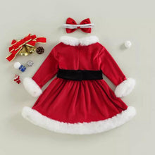 Load image into Gallery viewer, Baby Girls Christmas Romper  Ruffles Fly Sleeve Sequins Red Party Dress Unique Design Excellent Look
