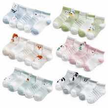 Load image into Gallery viewer, 5 Pairs Cute Summer Breathable Mesh Cotton Infant Baby Socks For Newborn Boys And Girls
