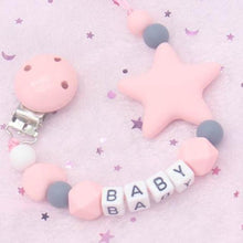 Load image into Gallery viewer, Personalized Name Handmade Pacifier Clips Holder Chain Silicone Pacifier Chains Baby Teether Teething Chain For Baby and Kids
