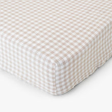 Load image into Gallery viewer, Beige Gingham Crib Sheet

