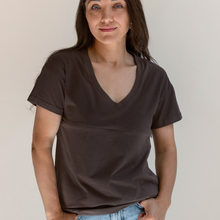 Load image into Gallery viewer, FINAL SALE V-Neck Full Zip Breastfeeding Tee - Gray

