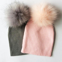 Load image into Gallery viewer, Trend New Winter Children Boy Girl Crochet Artificial Pompom Hat Knitted Toddler Kids Caps With Pompon Baby Beanie For Girls and Boys
