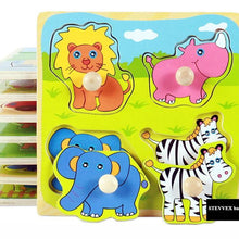 Load image into Gallery viewer, New Hand Grab Board Wooden Puzzle Toys for Children Cartoon Animal Fruit  Kids Baby Early Educational Learning Toy
