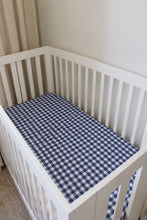 Load image into Gallery viewer, Navy Blue Gingham Crib Sheet
