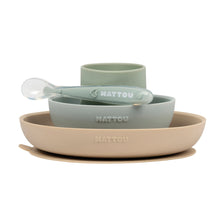 Load image into Gallery viewer, Nattou Silicone Children’s Tableware Set 4-Piece with Non-Slip Suction Plate &amp; Bowl

