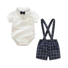 Load image into Gallery viewer, Luxury Modern Outfit Autumn Fashion Baby Boys Gentleman Bow Tie Rompers Pants Suit Baby Set For Celebrations
