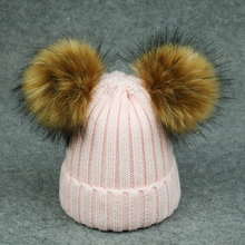 Load image into Gallery viewer, Modern Trend Children's Winter Toddler Baby Kids hat Cap With Two Double Pompom Ears Funny Hat
