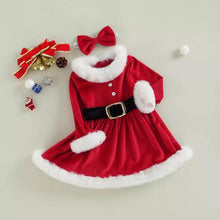 Load image into Gallery viewer, Baby Girls Christmas Romper  Ruffles Fly Sleeve Sequins Red Party Dress Unique Design Excellent Look
