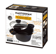 Load image into Gallery viewer, MASTERPAN Nonstick Stock &amp; Pasta Pot With Glass Lid Strainer, 5 QT., 9" (23cm)
