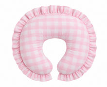Load image into Gallery viewer, Light Pink Checkered Ruffle Nursing Pillow Cover
