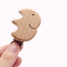 Load image into Gallery viewer, Modern Wood Naural Nipple Chain Accessories BPA Free Cute Modelling Beech Pacifier Clip Small Elephant Heart-shaped Holder for Pacifier
