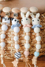 Load image into Gallery viewer, Modern Handmade Pacifier Chain Baby Teething Chains Crochet Rabbit Panda Beads Wooden Clips Wood Tiny Rod  For Kids
