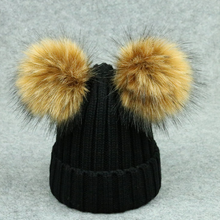 Load image into Gallery viewer, Modern Trend Children's Winter Toddler Baby Kids hat Cap With Two Double Pompom Ears Funny Hat
