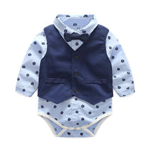 Load image into Gallery viewer, Luxury Modern Outfit Autumn Fashion Baby Boys Gentleman Bow Tie Rompers Pants Suit Baby Set For Celebrations
