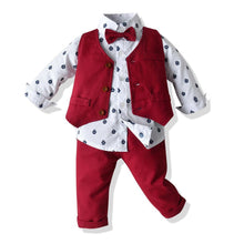 Load image into Gallery viewer, Luxury Modern Outfit Autumn Fashion Baby Boys Gentleman Bow Tie Rompers Pants Suit Baby Set For Celebrations
