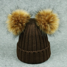 Load image into Gallery viewer, Modern Trend Children's Winter Toddler Baby Kids hat Cap With Two Double Pompom Ears Funny Hat

