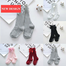 Load image into Gallery viewer, Baby Girls Big Bow 100% Cotton Knee High Long Soft Cotton Lace Baby Socks Bowknot Socks

