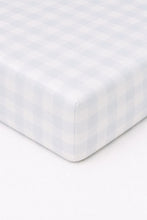 Load image into Gallery viewer, Light Blue Checkered Crib Sheet
