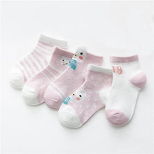 Load image into Gallery viewer, 5 Pairs Cute Summer Breathable Mesh Cotton Infant Baby Socks For Newborn Boys And Girls
