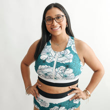 Load image into Gallery viewer, Crop Zip Up Breastfeeding Swimsuit Top
