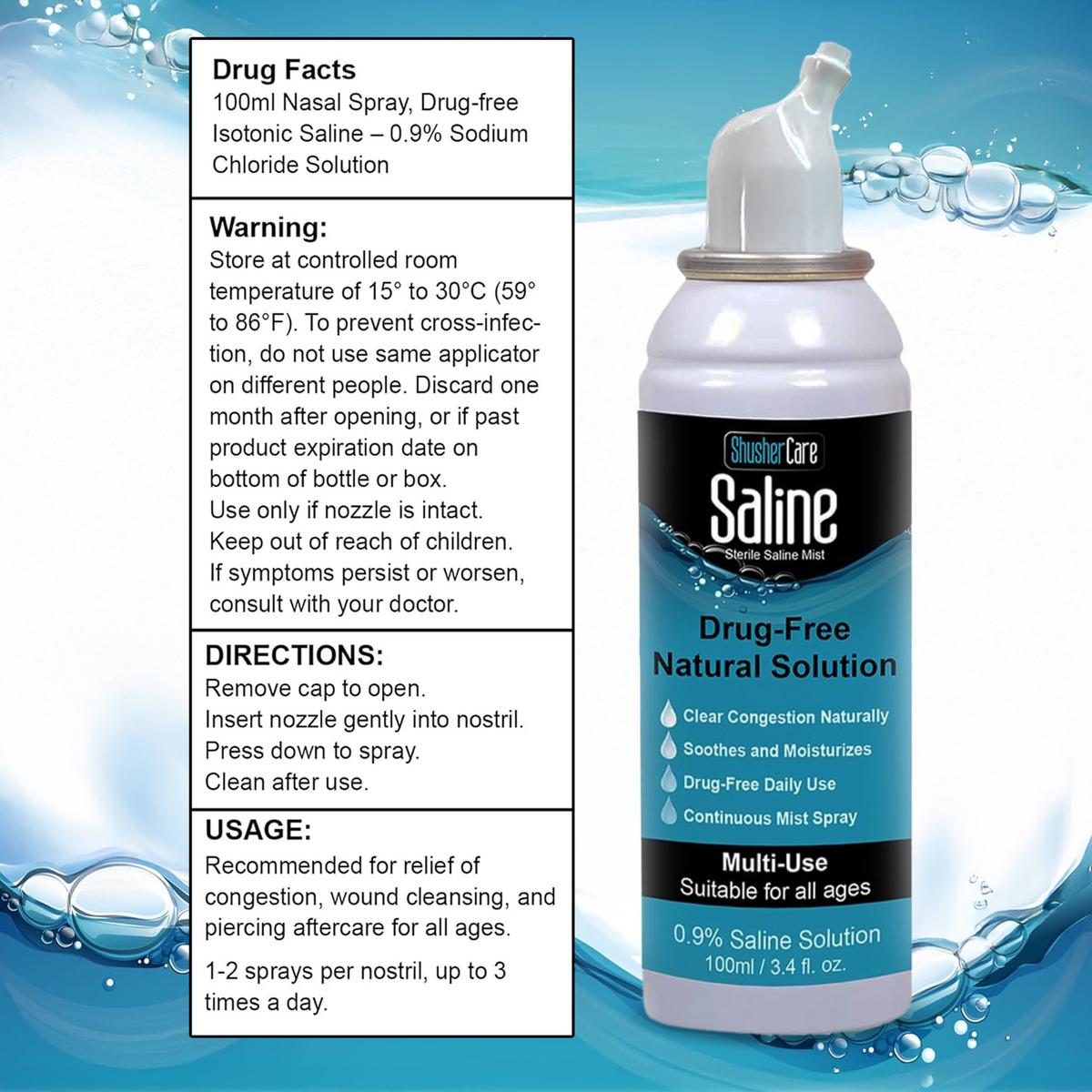 Shusher Care Saline Mist Spray – The Nest & Company