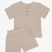 Load image into Gallery viewer, Cream Muslin Shorts Set
