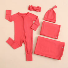 Load image into Gallery viewer, Berry Red Zippered Baby Romper
