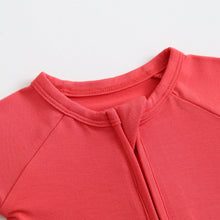 Load image into Gallery viewer, Berry Red Zippered Baby Romper
