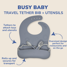 Load image into Gallery viewer, Travel Tether Bib+ Utensils
