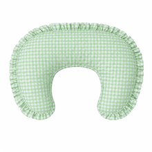 Load image into Gallery viewer, Green Gingham Ruffle Nursing Pillow Cover
