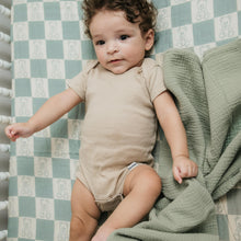 Load image into Gallery viewer, Organic Bamboo Cotton Muslin Crib Sheet in Checkered Bears
