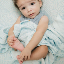 Load image into Gallery viewer, Organic Crashing Sea Waves Bamboo Cotton Blend Crib Sheet
