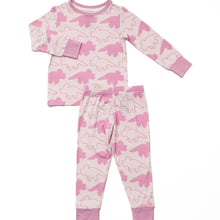 Load image into Gallery viewer, Pink Long Sleeve Triceratops Sleep Set
