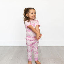 Load image into Gallery viewer, Pink Short Sleeve Ruffle Triceratops Sleep Set
