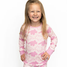 Load image into Gallery viewer, Pink Long Sleeve Triceratops Sleep Set
