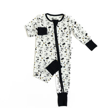 Load image into Gallery viewer, Black Trim Halloween Zip Onesie
