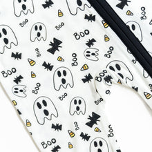 Load image into Gallery viewer, Black Trim Halloween Zip Onesie
